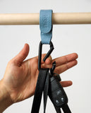 Hooki Duo Pram Hooks & Stroller Clips - Available In Black, Tan, Ivory, Pink, Blue & Grey - PU Leather