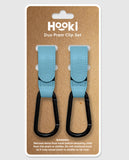 Hooki Duo Pram Hooks & Stroller Clips - Available In Black, Tan, Ivory, Pink, Blue & Grey - PU Leather