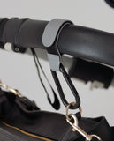 Hooki Duo Pram Hooks & Stroller Clips - Available In Black, Tan, Ivory, Pink, Blue & Grey - PU Leather
