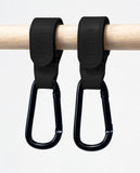 Hooki Duo Pram Hooks & Stroller Clips - Available In Black, Tan, Ivory, Pink, Blue & Grey - PU Leather