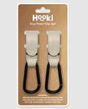 Hooki Duo Pram Hooks & Stroller Clips - Available In Black, Tan, Ivory, Pink, Blue & Grey - PU Leather