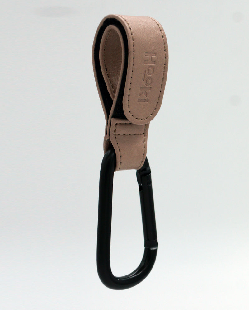 Hooki Duo Pram Hooks & Stroller Clips - Available In Black, Tan, Ivory, Pink, Blue & Grey - PU Leather