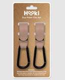 Hooki Duo Pram Hooks & Stroller Clips - Available In Black, Tan, Ivory, Pink, Blue & Grey - PU Leather