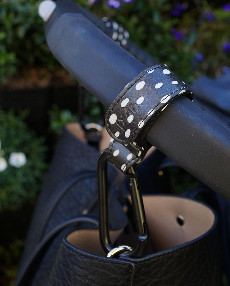 Duo Pram Hook Clip Set - Dotty Black