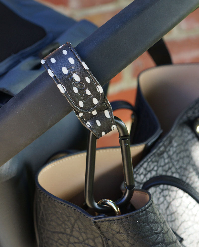 Duo Pram Hook Clip Set - Dotty Black