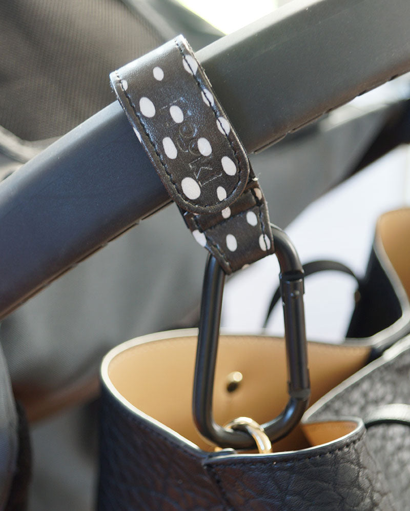Duo Pram Hook Clip Set - Dotty Black