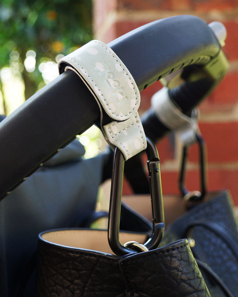 Duo Pram Hook Clip Set - Dotty Sage