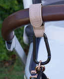Hooki Duo Pram Hooks & Stroller Clips - Available In Black, Tan, Ivory, Pink, Blue & Grey - PU Leather
