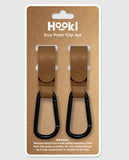 Hooki Duo Pram Hooks & Stroller Clips - Available In Black, Tan, Ivory, Pink, Blue & Grey - PU Leather