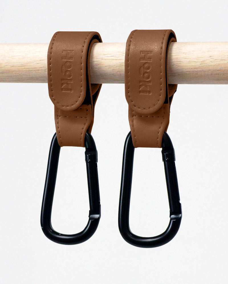 Duo Pram Hook Clip Set - Brown