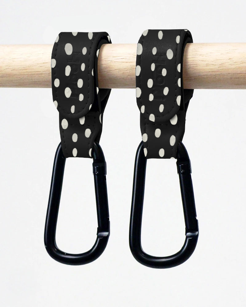 Duo Pram Hook Clip Set - Dotty Black