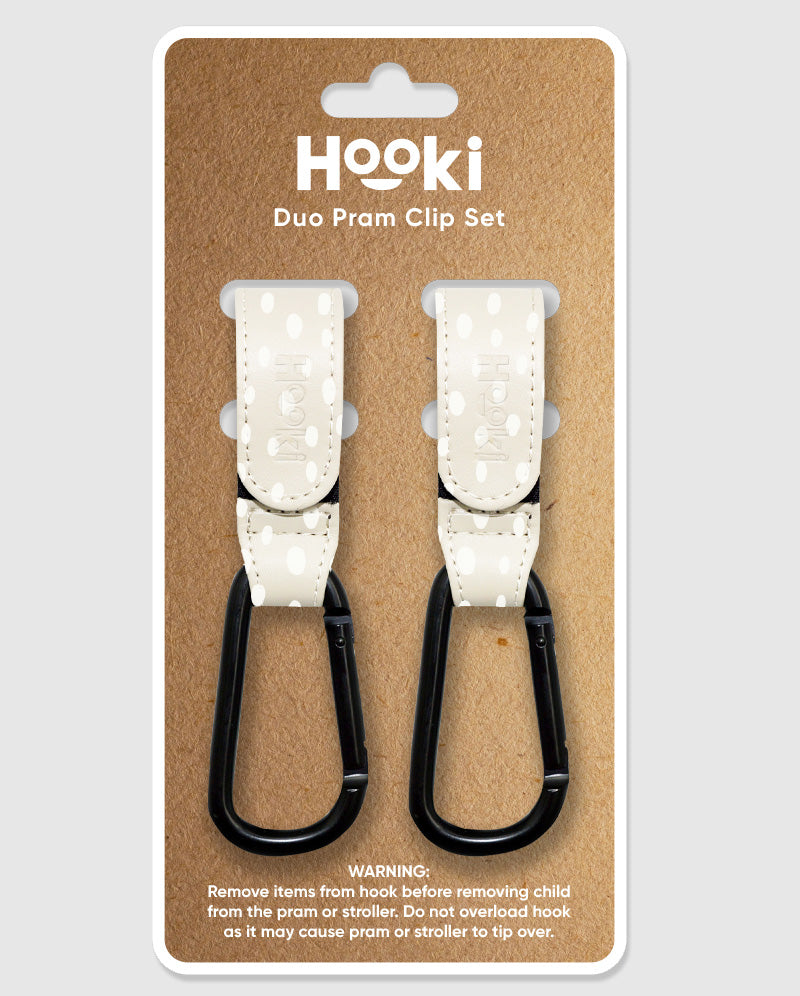 Duo Pram Hook Clip Set - Dotty Sand
